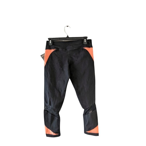 Nux Pull-On Capri Yoga Leggings S Workout Training Black/Orange - Picture 3 of 14